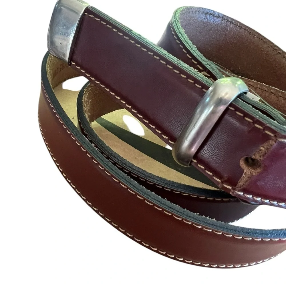 Brown Italian Split Leather Unisex Belt Classic Preppy Casual Style